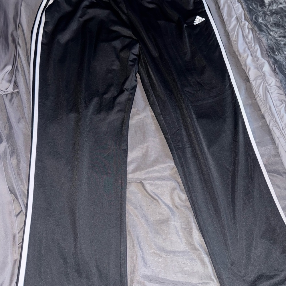 Adidas Black Joggers with White Trim